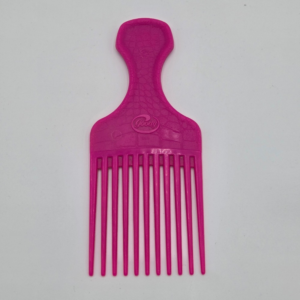 Goody Vintage Made in USA Hair Pick Pink Lift Combs Textured 6.5"